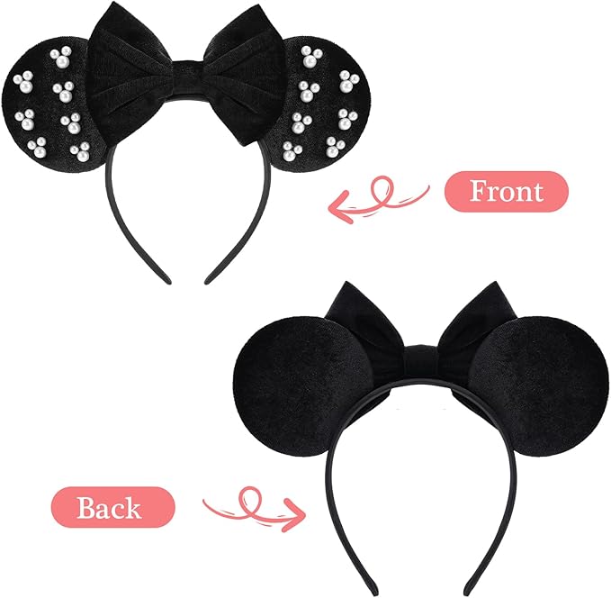 FANYITY Mouse Ears, Sequin Mouse Ears Headband for Boys Girls Women Halloween Birthday Party (Black Bear)
