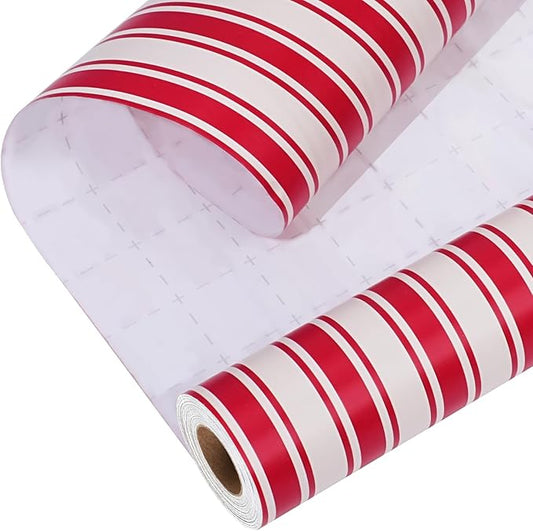 LaRibbons Christmas Wrapping Paper Roll, Classic Red & White Striped Gift Wrap for Christmas, Holiday, Winter Party, 17 Inch x 33 Feet