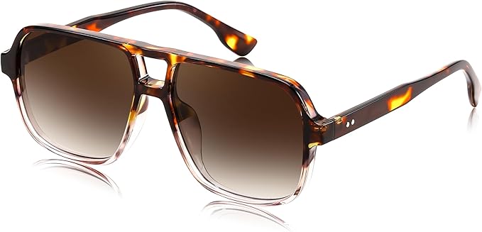 FEISEDY Retro Square Aviator Sunglasses Women Men 70s Vintage Trendy Plastic Frame Sun Glasses B4158
