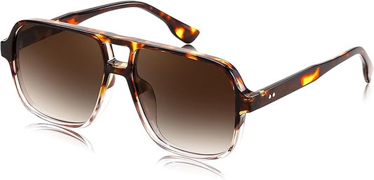 FEISEDY Retro Square Aviator Sunglasses Women Men 70s Vintage Trendy Plastic Frame Sun Glasses B4158
