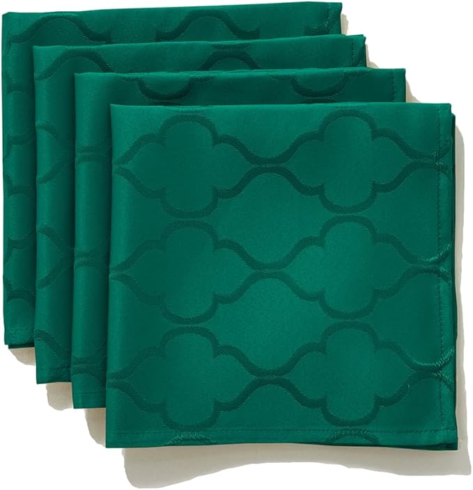 SASTYBALE Rectangular Jacquard Cloth Napkins Square 20 x 20 Inch Set of 4, Flower Pattern Polyester Napkin Spill Proof Wrinkle Resistant Dust-Proof Napkin for Kitchen Dining Tabletop (Green)