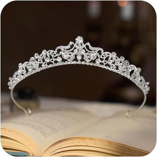 SWEETV Wedding Tiaras and Crowns, Rhinestone Bridal Crown Princess Tiara Headpieces for Women and Flower Girls, Bridgerton Hair Accessories for Birthday Prom Quinceanera