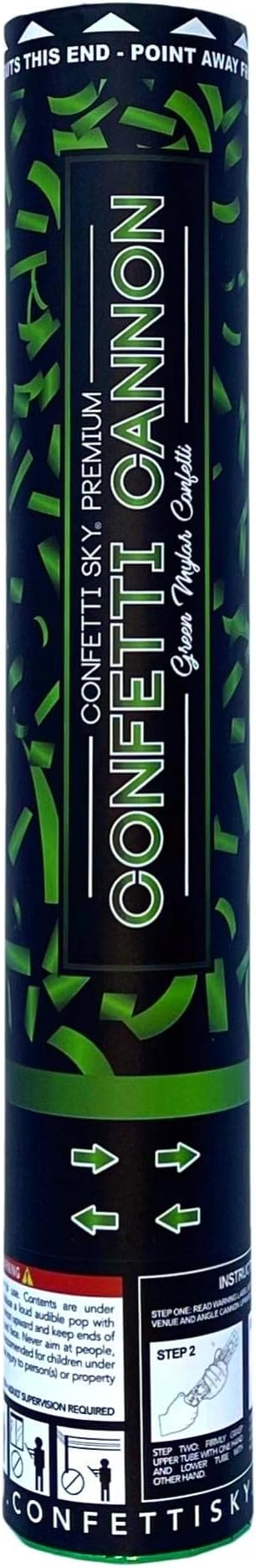 Confetti Sky [6 Pack] 12 Inch Confetti Cannons | Green Confetti Poppers for Wedding Celebration, Birthday Party, Pranks, Graduation, Christmas Eve and New Year Celebration
