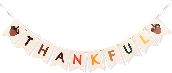 Thankful Felt Banner - Autumn Holiday Party Decorations, Fall Wall Fireplace Hanging Banner, Photo Props, Home Decorations