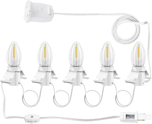 LaWana Christmas Village Lights with 5 LED Warm-White Bulb,Decoration for Christmas Village Houses,C7 Village Light Cord