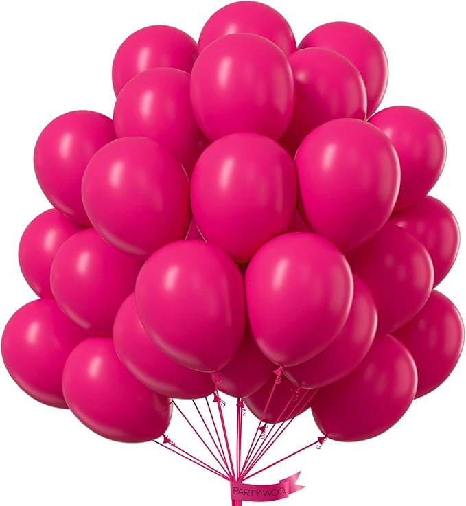 PartyWoo Hot Pink Balloons 100 pcs 12 Inch Magenta Balloons for Dark Pink Balloon Birthday Baby Shower Fuchsia Balloon Valentine's Day Princess Party Bachelorette Engagement Party Decorations Pink-Y12