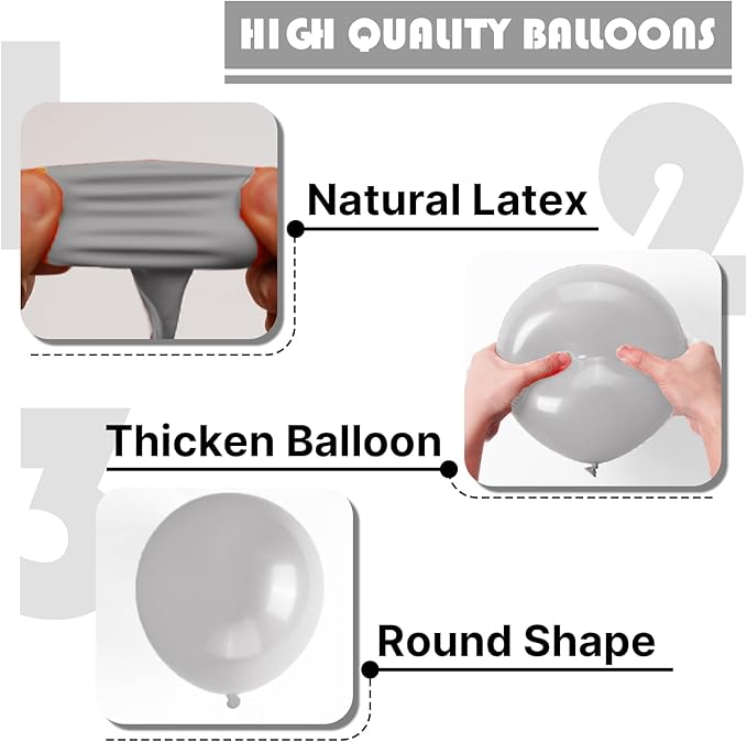 PartyWoo Gray Balloons 50pcs of 12 Inch Matte Gray Latex Helium Balloon for Baby Shower Graduation Wedding Anniversary Bachelorette Retirement Birthday Gender Reveal Party Decorations Gray-Y71