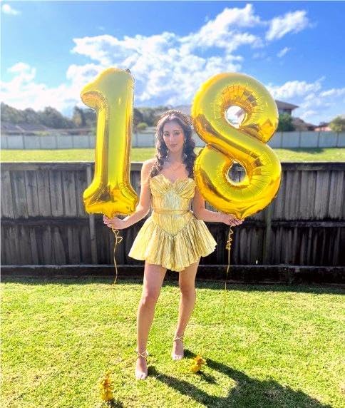 Helium Foil Gold Number 8 Balloon 40 Inch, Mylar Eight Numbers 8 18 28 38 48 58 80 88 Birthday Balloons, Gold Women Men Anniversary Graduations Party Supplies