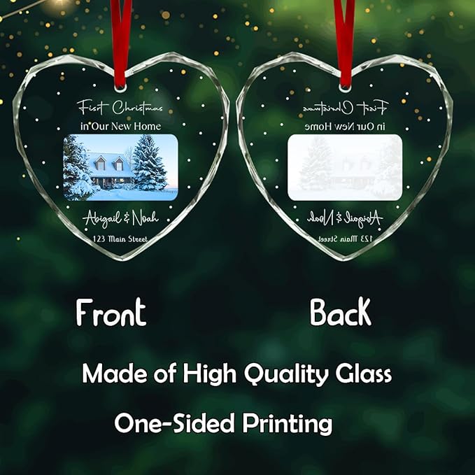 Personalized Crystal Glass Heart Ornaments Custom First Christmas Name Ornament for Christmas Tree Decor Customized 2025 Xmas Tree Hanging Gifts for New Home