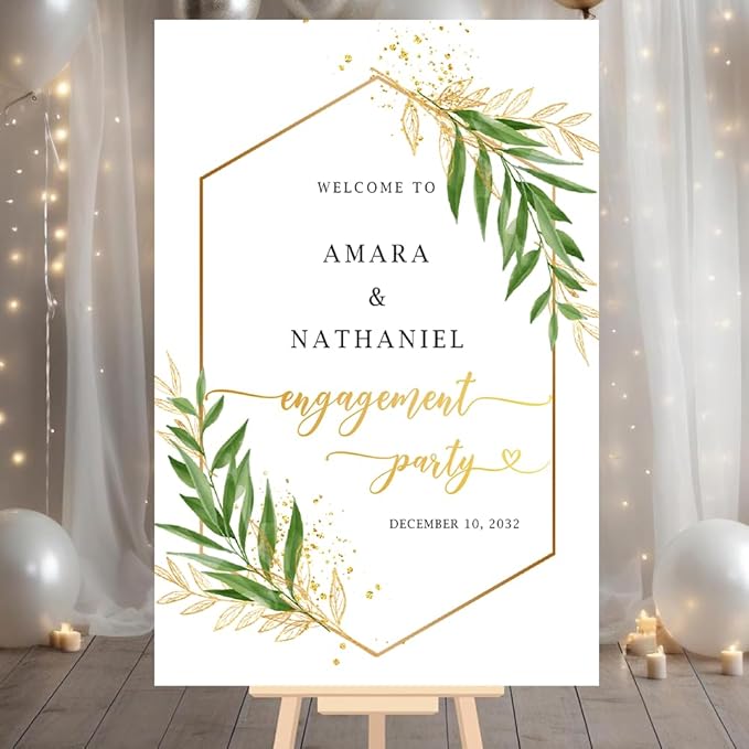 Personalized Engagement Welcome Sign – Minimalist Engagement Party Yard Sign – We’re Engaged Signs – Engagement Party Decorations for Couple - She Said Yes! (Version 12)