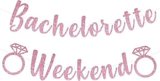 Bachelorette Weekend Banner Bachelorette Party Decor Sign for Bach Party Engagement Bridal Shower Wedding Bride to Be Decorations (Pink)