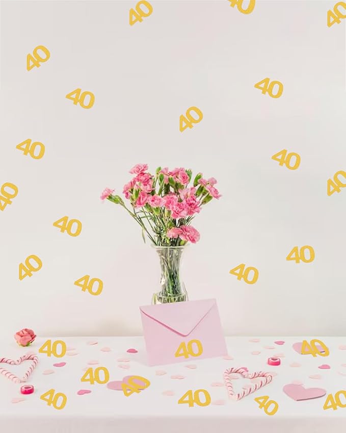 40th Happy Birthday Confetti Decorations - Gold Glitter Number 40 Party Decorations, Wedding Anniversary Party Table Decorations