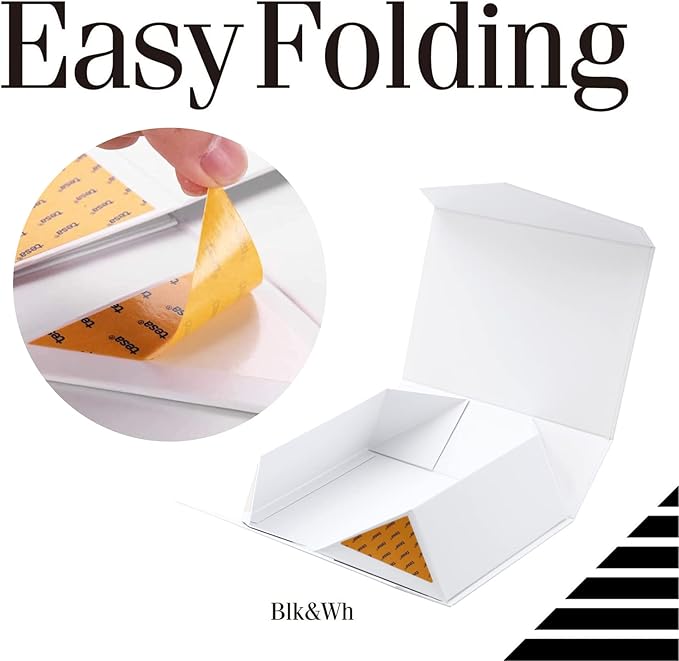 BLK&WH 6 Gift Boxes 11.5x8.1x3.8 Inches, Large White Magnetic Bridesmaid Proposal Boxes with Lids (Matte White)