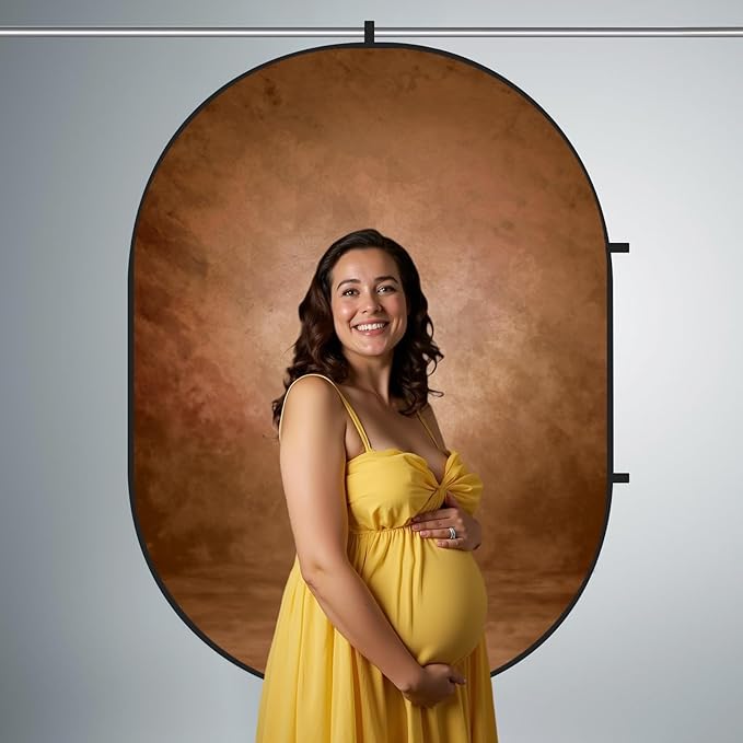 Kate Collapsible Backdrop Pop Up Photo Backdrops Grey Brown Portable Background for Portrait Photography, for Video Conference, for Live Stream, 5x6.5ft