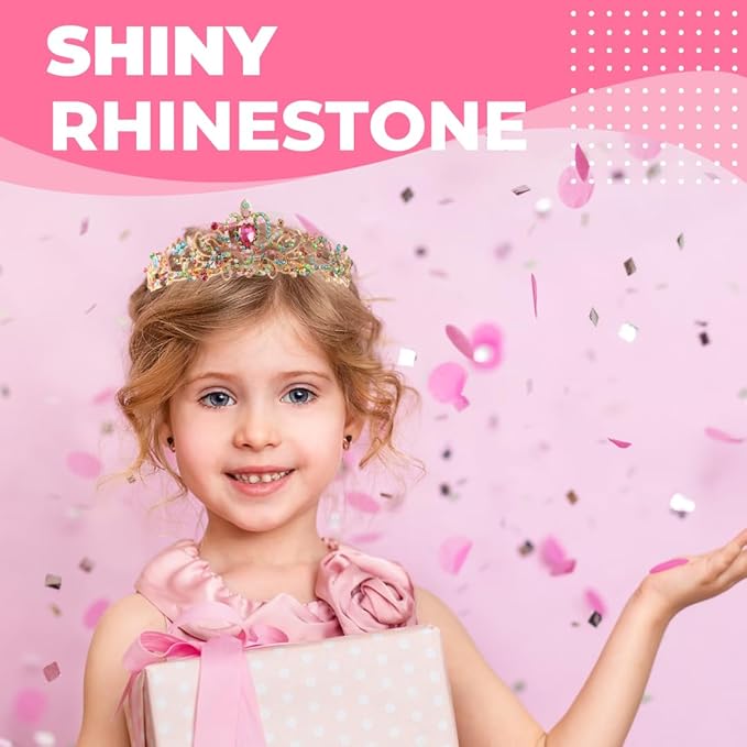 Birthday Tiara and Crown with Sash for Women, Hair Accessories for Wedding Party Costume (C - Multicolor)