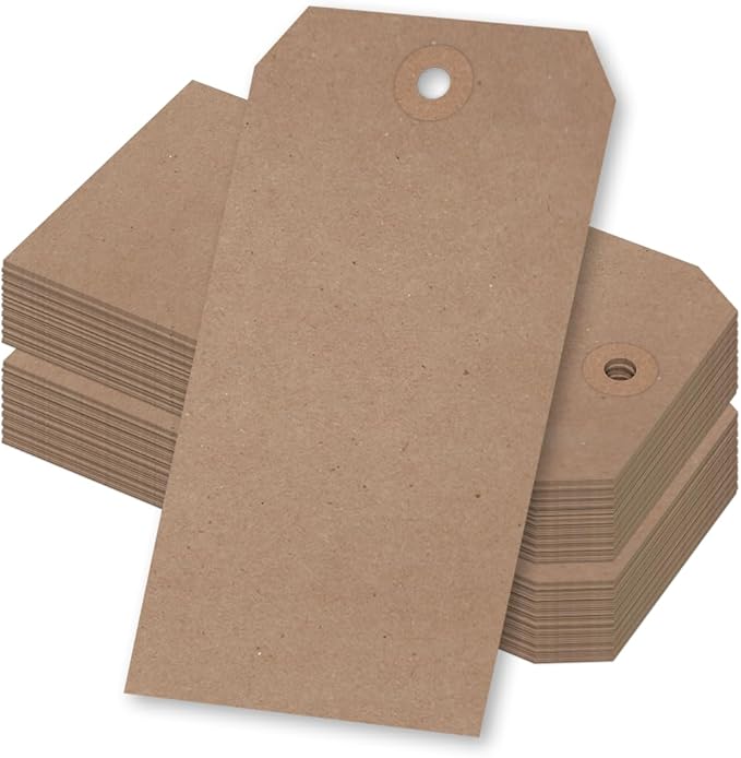 SmartSign Brown Gift Tags - Pack of 1000, 4.75" x 2.375", Size-5 Eco-Friendly Blank Tags with Reinforced Fiber Patch, 11 pt Recycled Kraft Paper Tags for Merchandise/Garments/Shipping