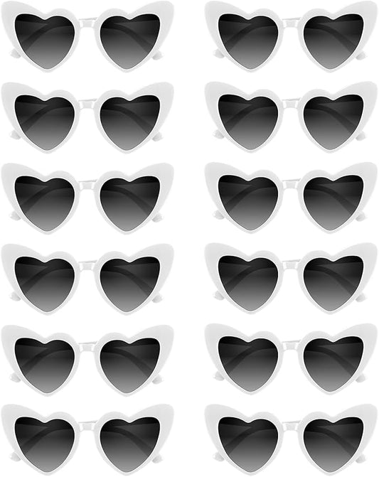 4/6/8/10/12 Pack Bachelorette Sunglasses Heart Sunglasses Vintage Heart Shaped Glasses for Women Bridal Party Wedding