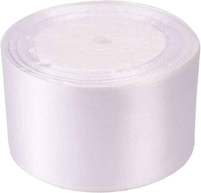 ATRBB 25 Yards 1-1/2 inch Wide Satin Ribbon Perfect for Wedding,Handmade Bows and Gift Wrapping(White)