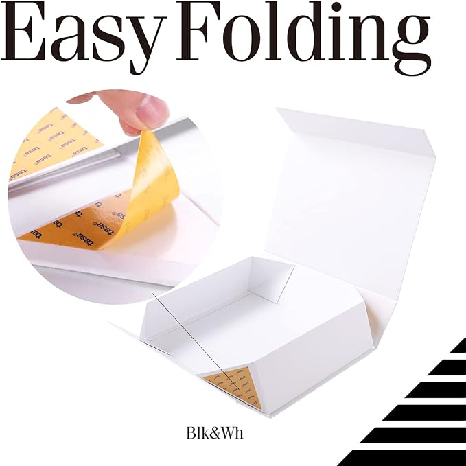 BLK&WH 6 Large Gift Boxes 13.5x10x3.5 Inches, White Gift Boxes with Magnetic Closure Lids, Sturdy Shirt Boxes, Rectangle Collapsible Boxes for Gift Packaging (Matte White)