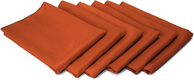 TableLinensforLess 17"x17" Polyester Cloth Napkins, Set of 6 (Burnt Orange) | Easy-Care, No-Iron Finish, Superior Color Retention, Machine Washable