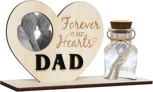 Personalized Loss of Loved One Photo Frame Memorial，Custom lock of Hair Keepsake Jar,Remembrance，Bereavement,Sympathy Gift for Lost Mom, Dad， Friends, Sisters, Grandparents (dad H2)