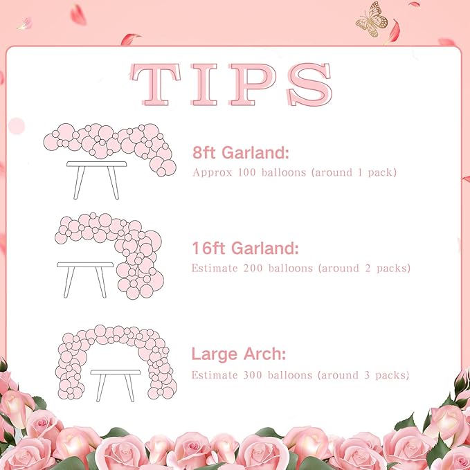 Pink Balloon Arch Kit 126 Pcs Light Pastel Pink Sand Balloon Garland Kit Include Macaron Orange Balloons for Wedding Birthday Baby Shower Gender Reveal Decorations