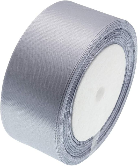 ATRBB 25 Yards 1-1/2 inch Wide Satin Ribbon Perfect for Wedding,Handmade Bows and Gift Wrapping(Silver Gray)