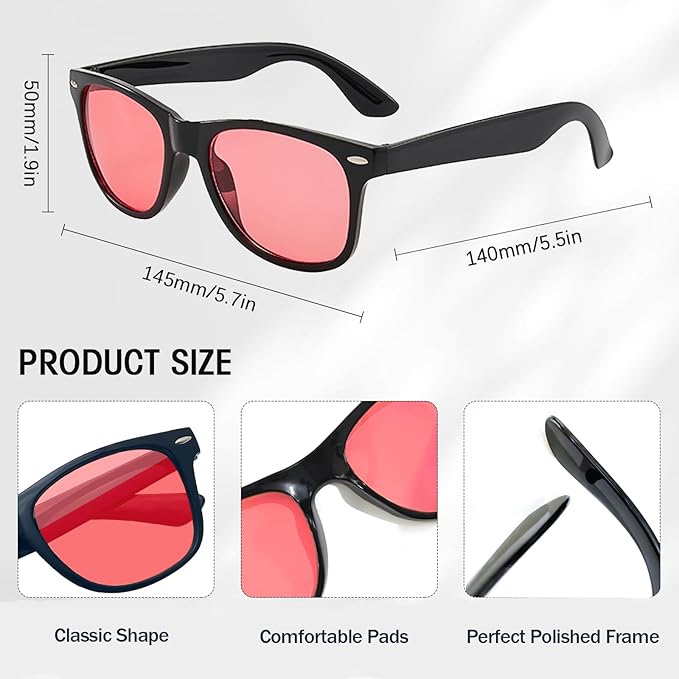 SUNOVELTIES 12/24 Pack Neon Party Sunglasses Mirrored/Jelly Lens Bulk Glasses Horn Rimmed Eyewear for Men Women
