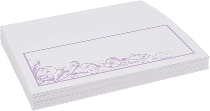 Scribble Vintage Swirl Place Cards, Lavender (Choose Color), Set of 25, Pre-cut and Scored - Wedding, Party, Dinner, and Special Events - Made in the USA