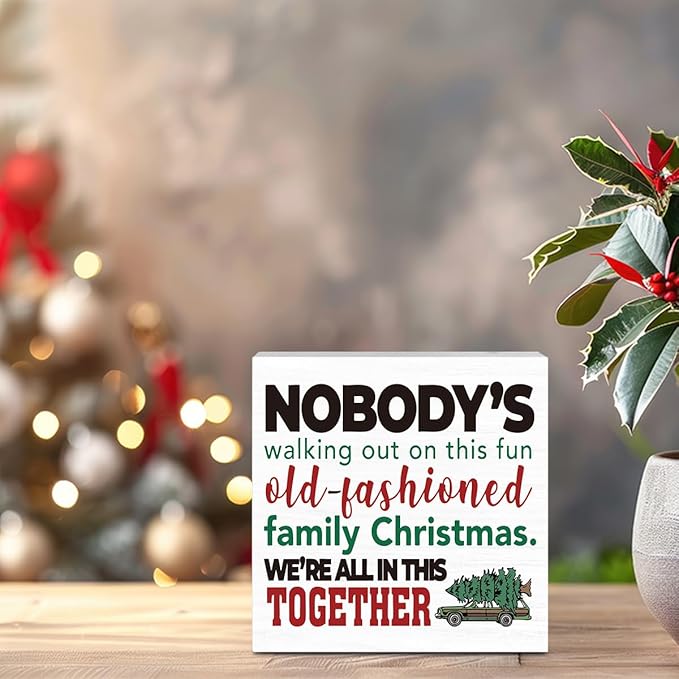 Christmas Vacation Decorations, Christmas Holiday Movie Decorations, Funny Xmas Decor for Home Bathroom, Merry Xmas Vacation Decor for Office 5 x 5 Inch