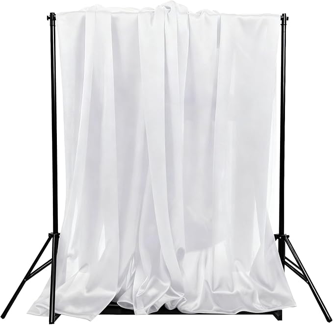 5x10FT Photo Stage Backdrop 2 Panels Curtains Drapes for Photography and Party (White)