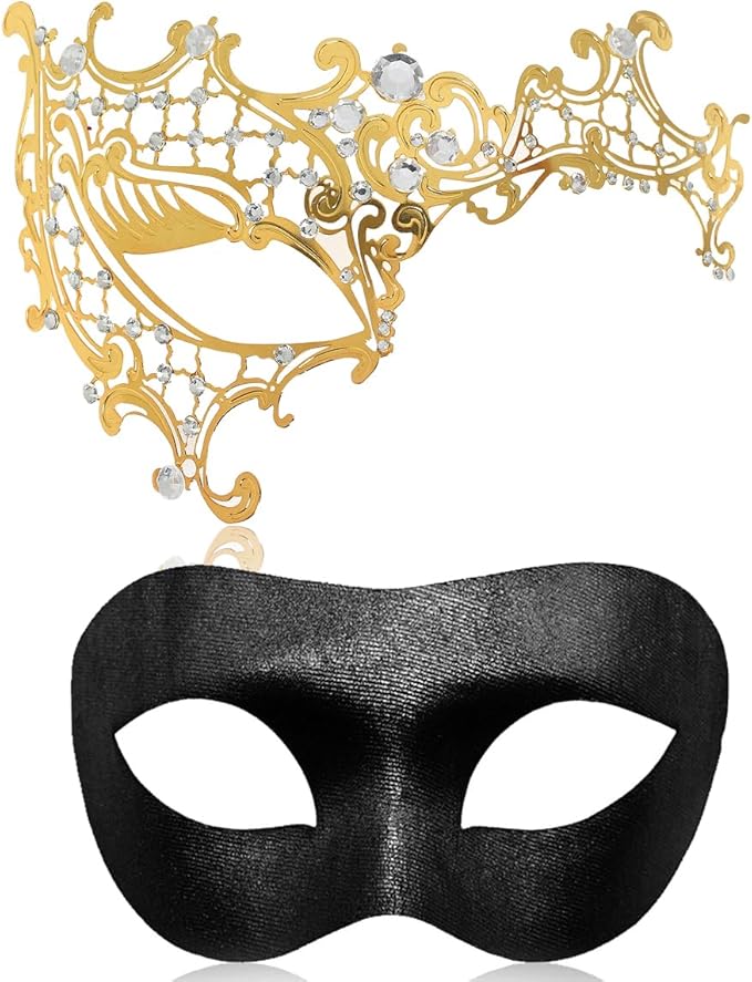 Couple Masquerade Mask for Women Men Laser Cut Metal Mask Venetian Mask for Party Ball