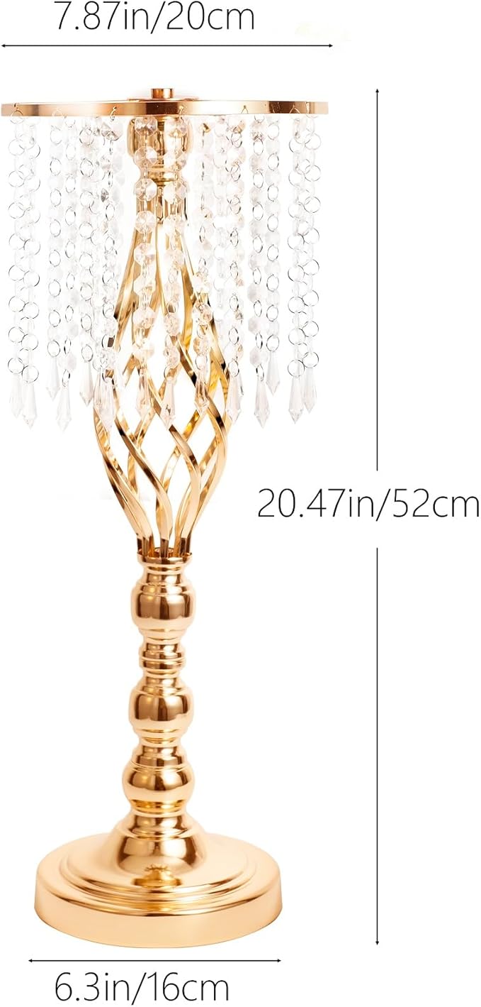Metal Flower Stands with Crystal Beads, Wedding Centerpieces for Table Decorations, Elegant Metal Flower Arrangement Stands, Flower Vases for Wedding Party Celebration Home Decor (Gold-10pcs)