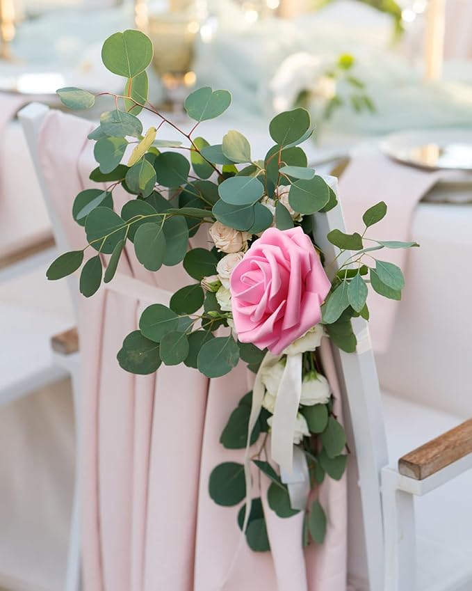 JOYLEX Artificial Flowers Realistic Roses, 50pcs Real Looking Fake Roses with Stem for DIY Wedding Bouquets Centerpieces Bridal Shower Party Home Romantic Decorations (Dark Pink)