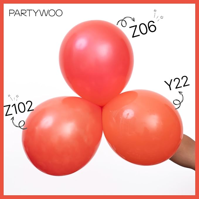 PartyWoo Coral Balloons 50pcs 12 Inch Coral Pink Light Red Latex Helium Balloons for Graduation Wedding Anniversary Baby Shower Gender Reveal Birthday Summer Themed Party Decorations Red-Y22