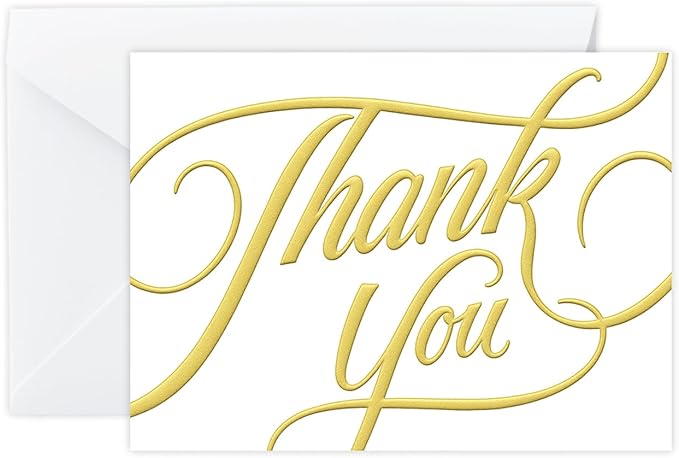 easykart labels 100 PCS Thank You Cards with Gold Foil, 5.5" x 4", Thank You Notes, Ivory Cards With Envelopes for Wedding, Business, Baby Shower, Small Business, Funeral, Graduation