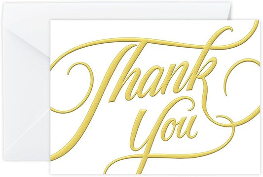 easykart labels 50 PCS Thank You Cards with Gold Foil, 5.5" x 4", Thank You Notes, Ivory Cards With Envelopes for Wedding, Business, Baby Shower, Small Business, Funeral, Graduation