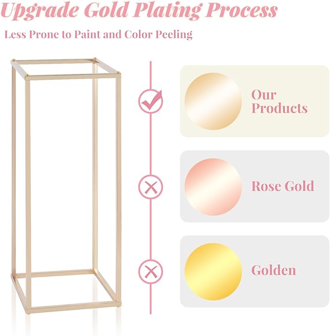 Column Vase,10PCS Metal Vase Column Stand,Wedding Centerpieces for Table,24in Tall Gold Metal Flower Stand for Wedding Event Party Props Home Decor T-Stage Reception Party