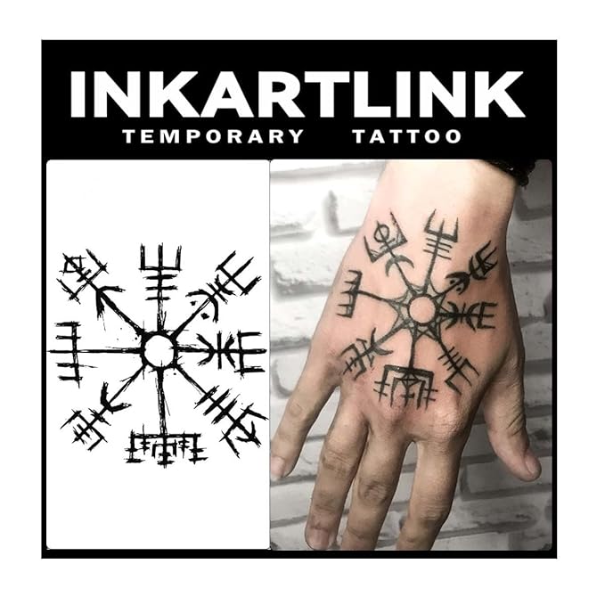 INKARTLINK Temporary Tattoos, 2 Sheets Medium Semi Permanent Tattoos, Adult Art Designs, Party Favors, Waterproof, Realistic, No Adhesive, No Reflective, Lasts 1-2 Weeks, Medium (Ancient Symbols 4)