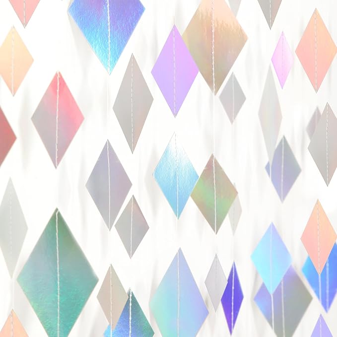 Iridescent Disco-Holographic Party-Decoration Garland - 52Ft Bachelorette Baby Bridal Shower Hanging Paper Streamers,Wedding Birthday Engagement Decor Supplies Lasting Surprise