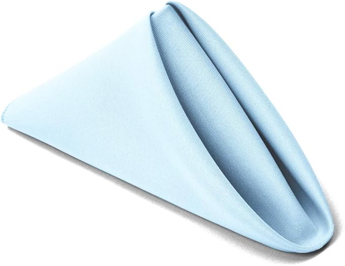 TableLinensforLess 17"x17" Polyester Cloth Napkins, Set of 6 (Baby Blue) | Easy-Care, No-Iron Finish, Superior Color Retention, Machine Washable