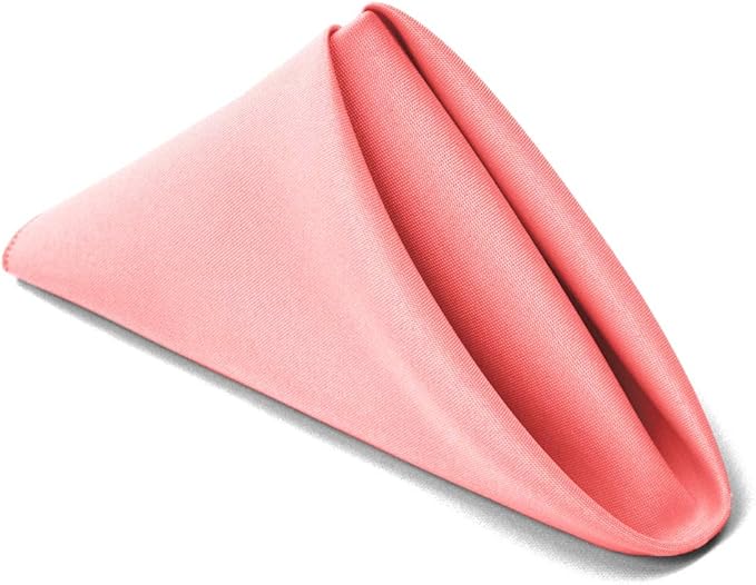 TableLinensforLess 17x17 Inch Polyester Cloth Napkins, Set of 12 (Pink)