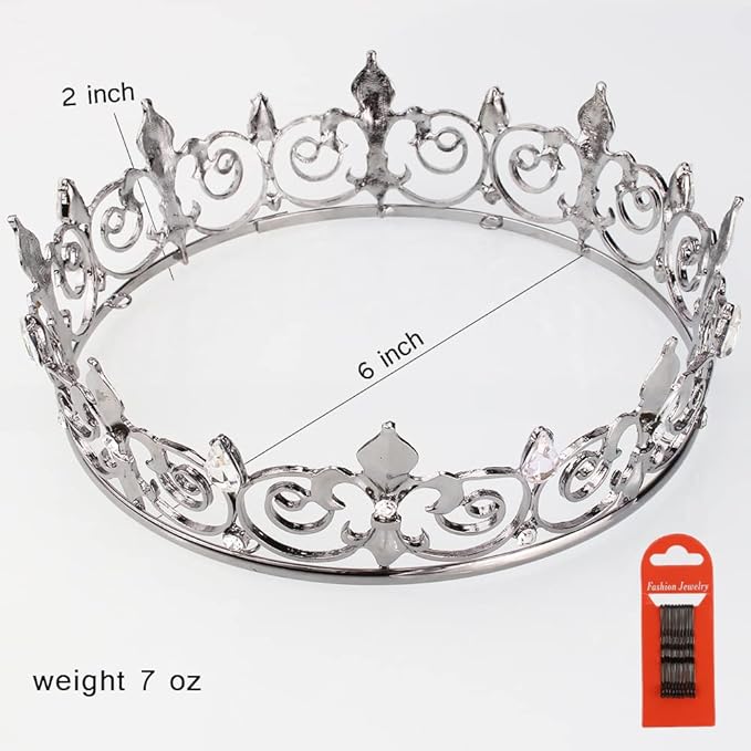 AOPRIE King & Queen Tear Drop Tiara and Crown for Women Men Crystal Hair Accessories for Wedding Prom Bridal Birthday Party Halloween Costume Christmas Gifts Black Princess Tiara for Girls Boys