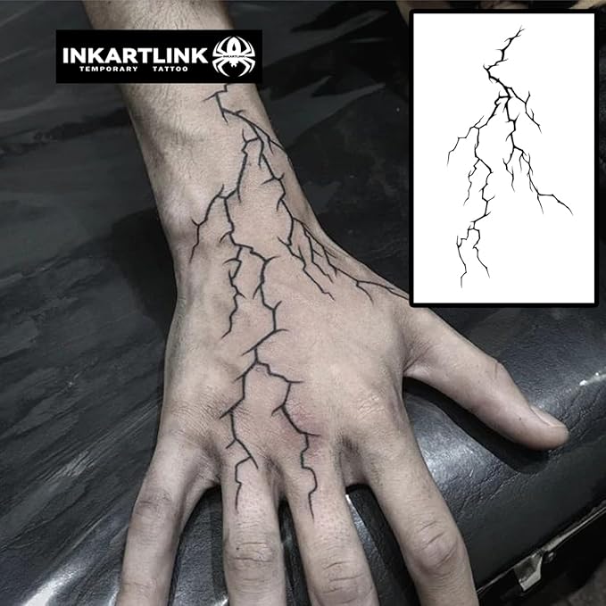 INKARTLINK Semi Permanent Tattoos,Halloween Temporary Tattoo, Party Tattoos, Realistic, Waterproof, Cruelty-free, Non-reflective (Lightning)