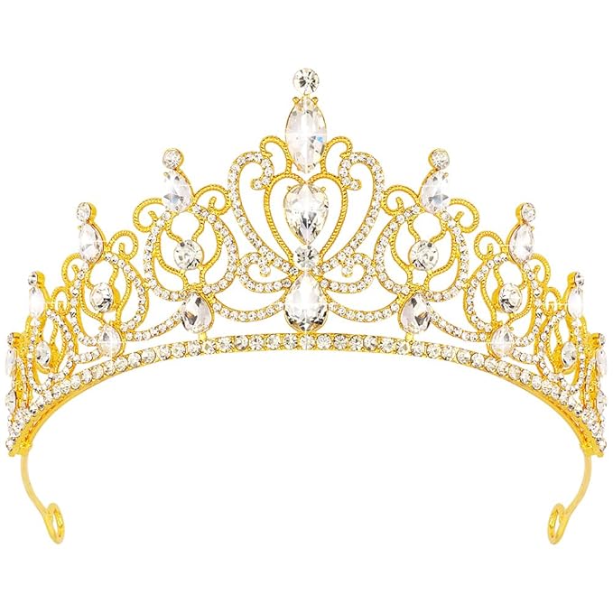 TODDER Gold Tiara for Women Girls Rhinestone Princess Queen Crowns Crystal Headband for Girls Wedding Hair Accessories for Bridal Birthday Party Prom Halloween Cosplay Holidays