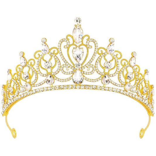 TODDER Gold Tiara for Women Girls Rhinestone Princess Queen Crowns Crystal Headband for Girls Wedding Hair Accessories for Bridal Birthday Party Prom Halloween Cosplay Holidays