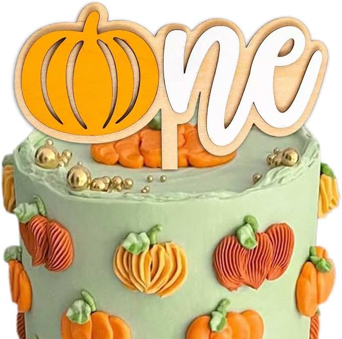 Pumpkin One Cake Topper - First Fall Harvest Theme Party Decoration, Halloween 1st Birthday Party Decoration, First Birthday Party Cake Smash Topper，Fall Thanksgiving Party Supplies