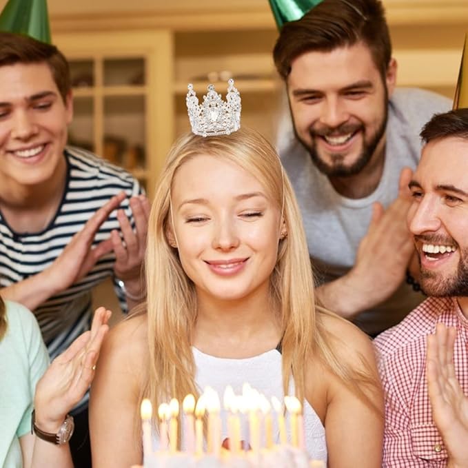 Birthday Queen Sash for Women Tiara & Crowns Headbands for Girls Happy Birthday Party Accessories Favor Supllies Leona Black Silver Pink, 2 Pack