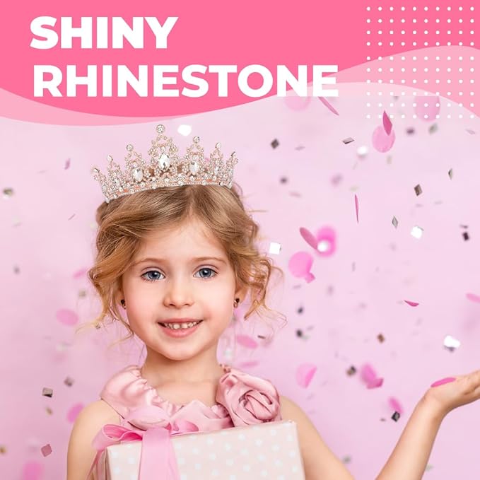 Birthday Tiara Crown with Sash for Women, Headband Hair Accessories for Wedding Party Costume Rose