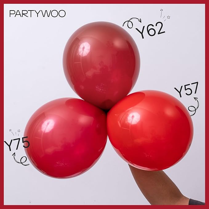 PartyWoo Burgundy Balloons, 85 pcs Wine Red Balloons Different Sizes Pack of 18 Inch 12 Inch 10 Inch 5 Inch Maroon Balloons for Balloon Garland or Balloon Arch as Birthday Party Decorations, Red-Y62
